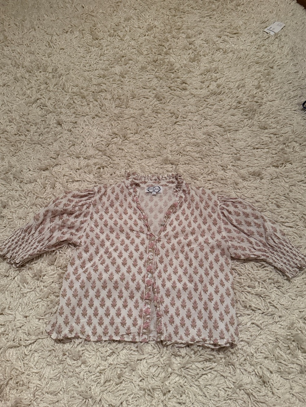Women Cocolillys Pink Floral Button-Front Top